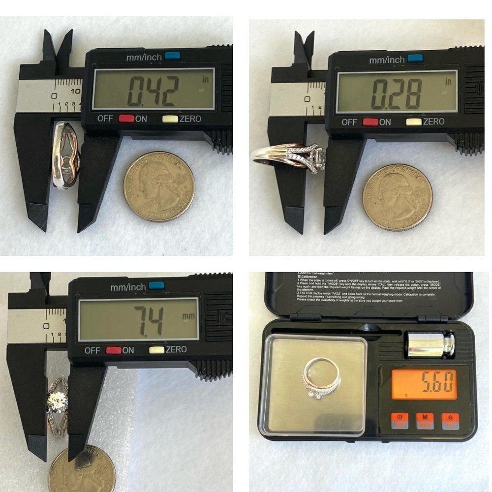 Sterling Silver 925 JA 10K Rose Gold 7MM Round Cubic Zirconia Ring Sz 7.75 - Picture 10 of 16